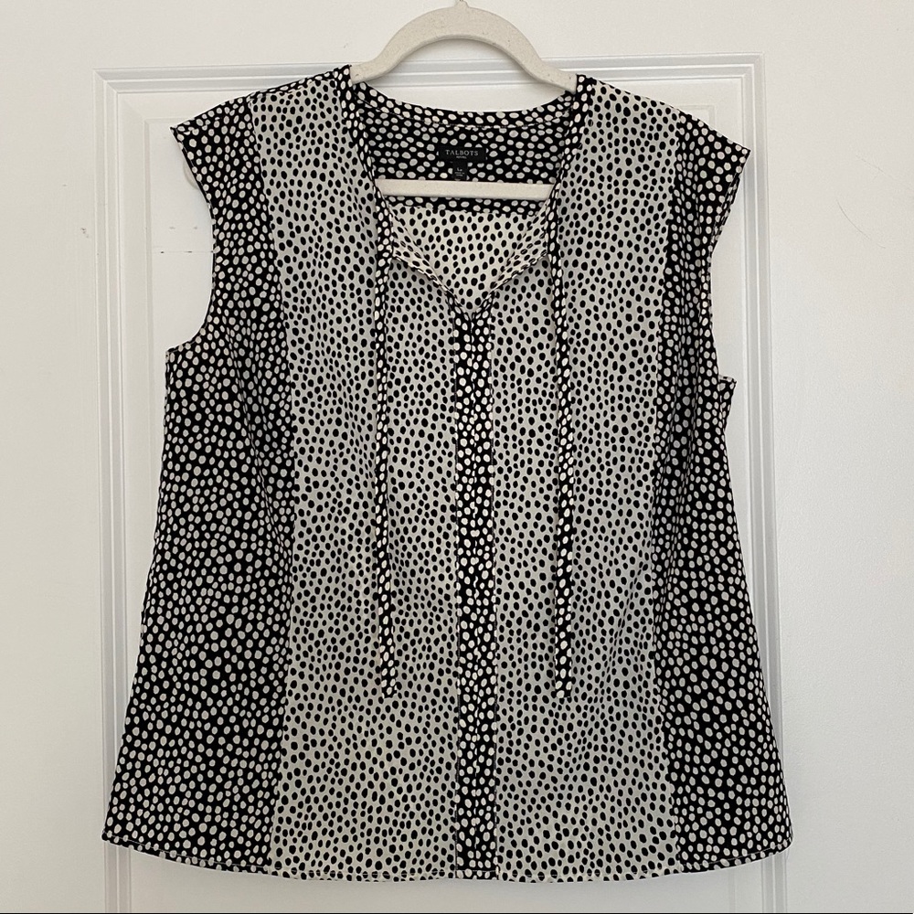 Talbots black and white dotted top